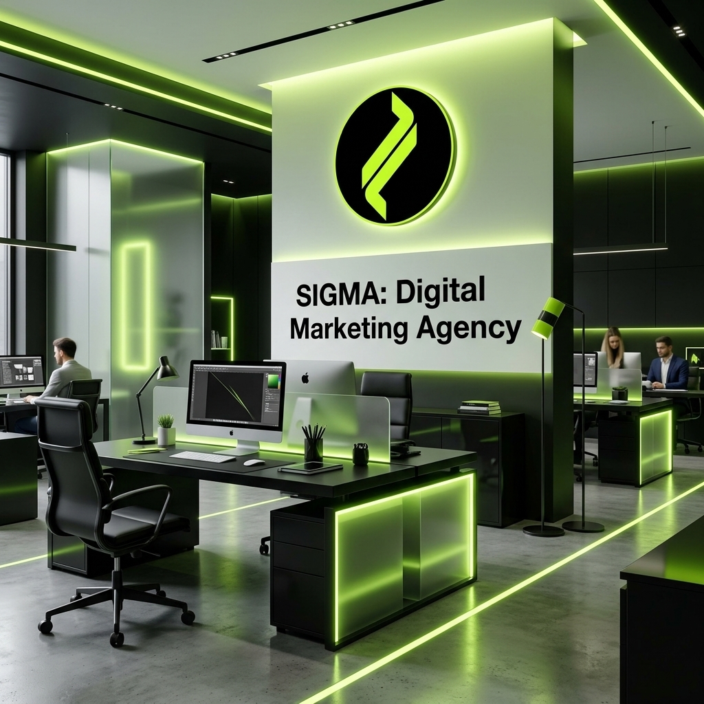 Sigma Digital Marketing Agency office with the team running client campaigns
